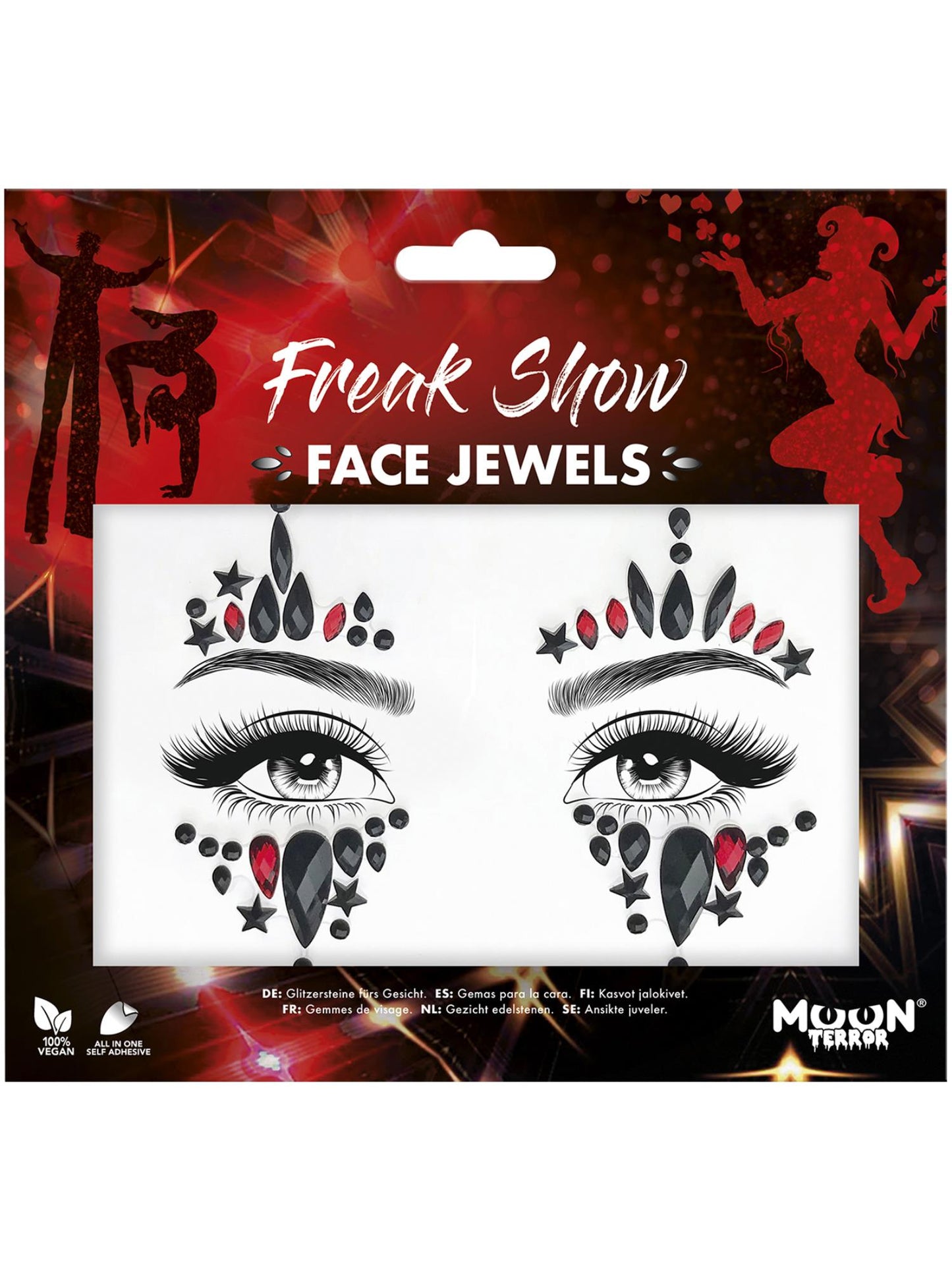 Smiffys Moon Terror Face Jewels, Freak Show CD für Unisex