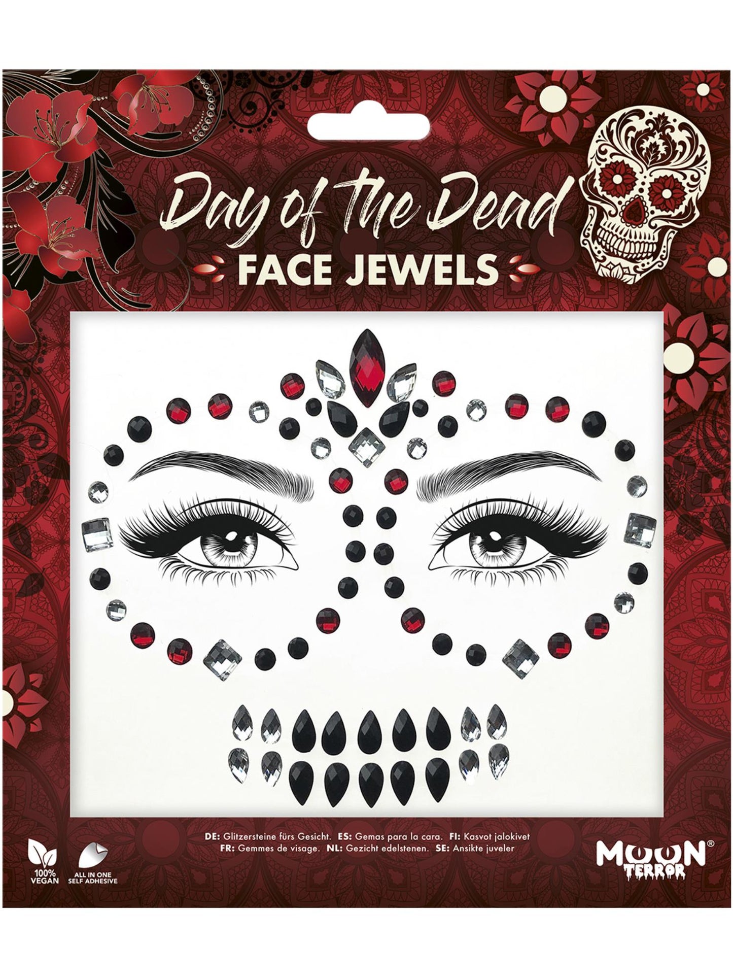 Smiffys Moon Terror Face Jewels, Day of the Dead CD für Unisex