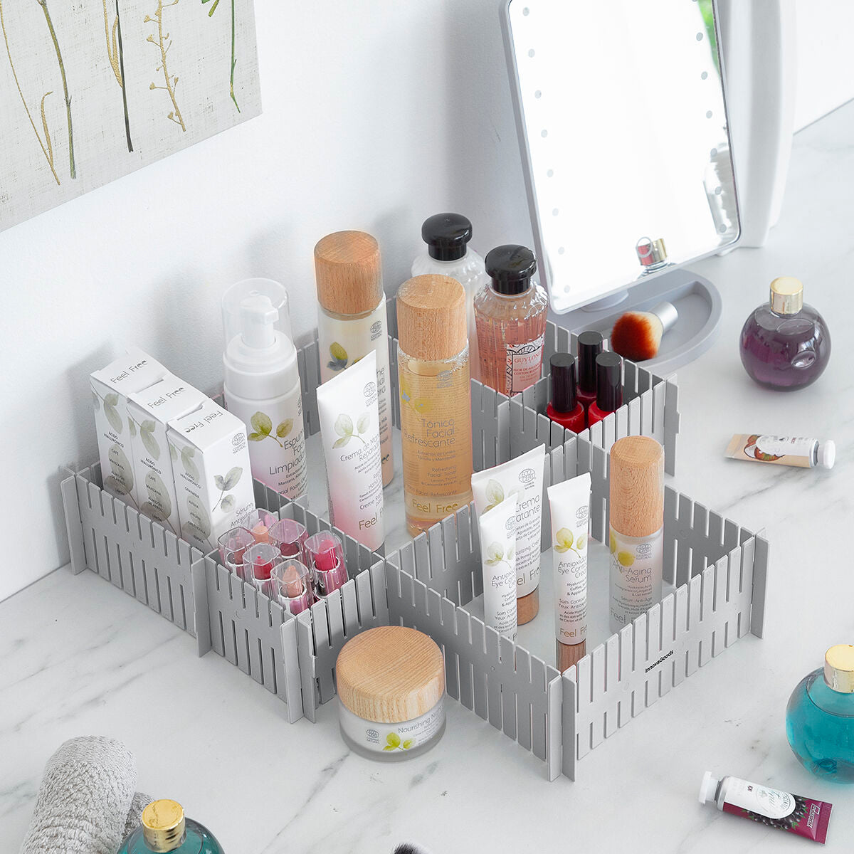 Verstellbarer Schubladenorganisator Condor von InnovaGoods, 16-teilig, grau – Ansicht 8