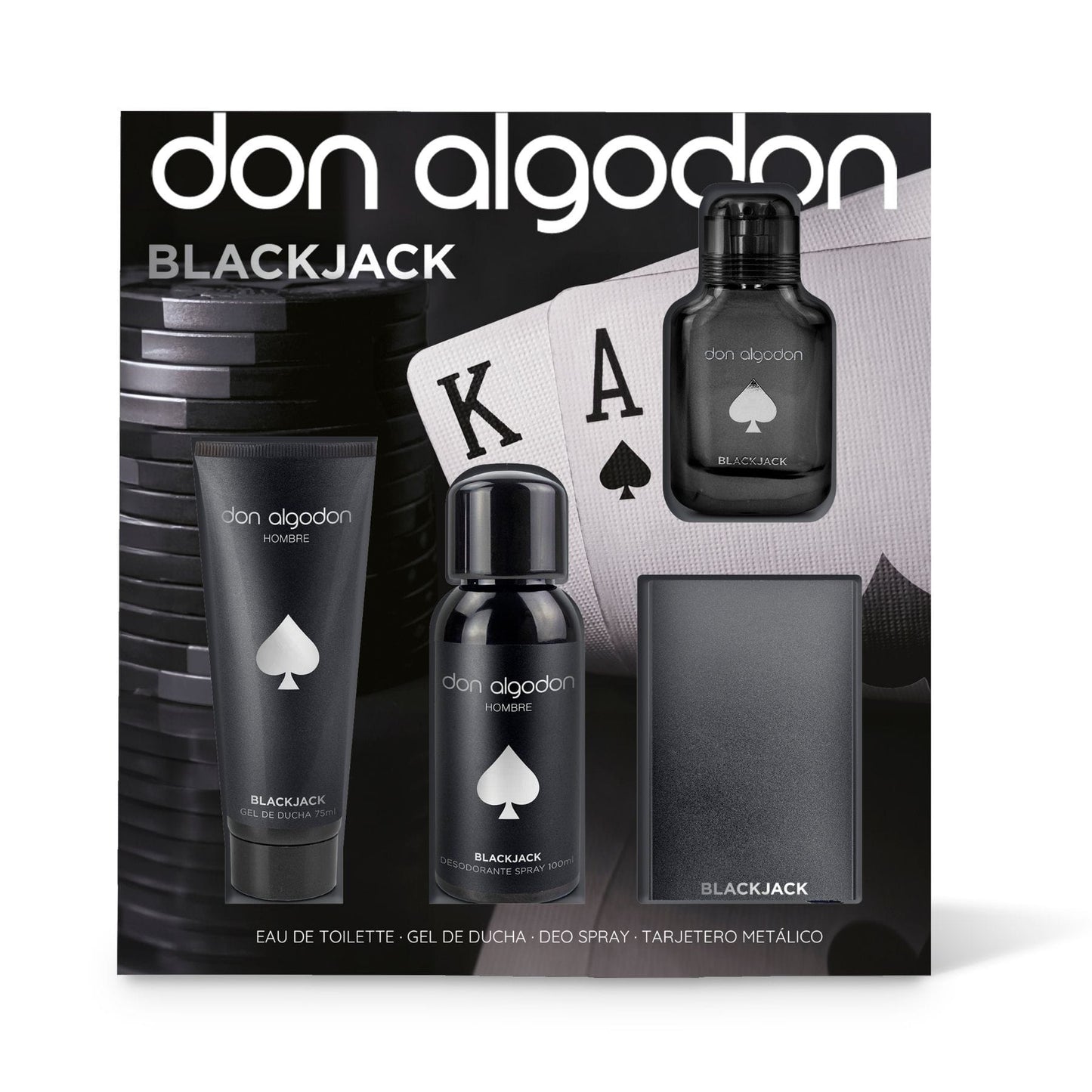 DON ALGODÓN DON ALGODÓN Set Black Jack Hombre Eau de Toilette 30 ml Gel Desodorante Tarjetero Parfüm