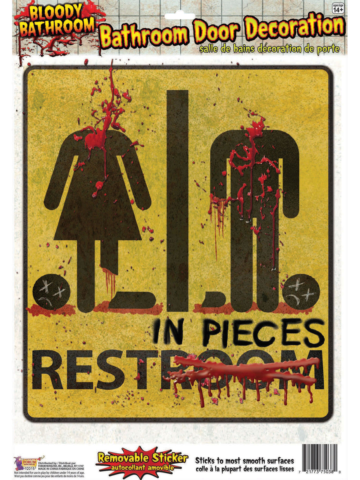 Rubies Bloody Unrestroom Door Sticker Halloween Items