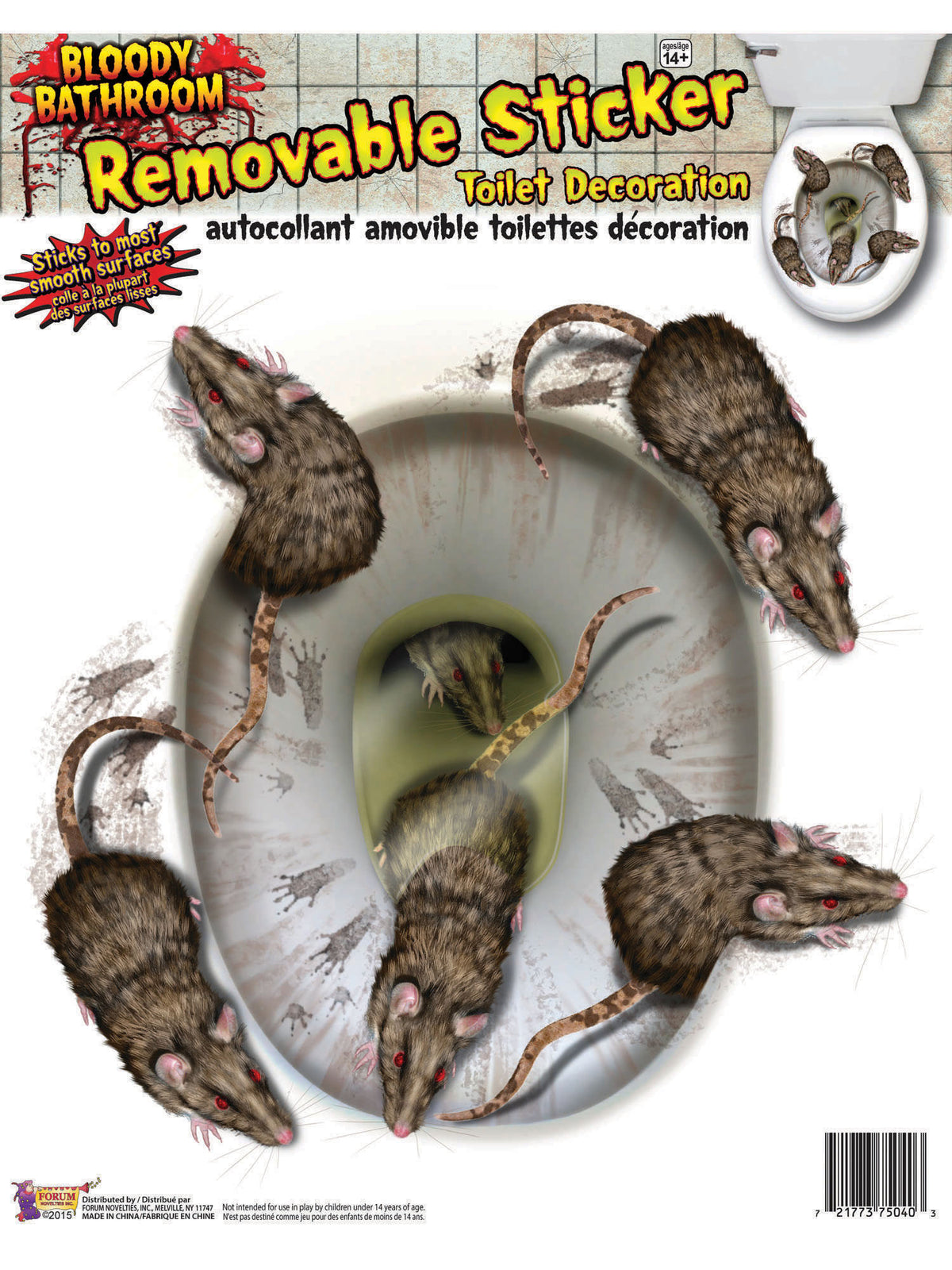 Rubies Bloody Rat Toilet Seat Stickers Props