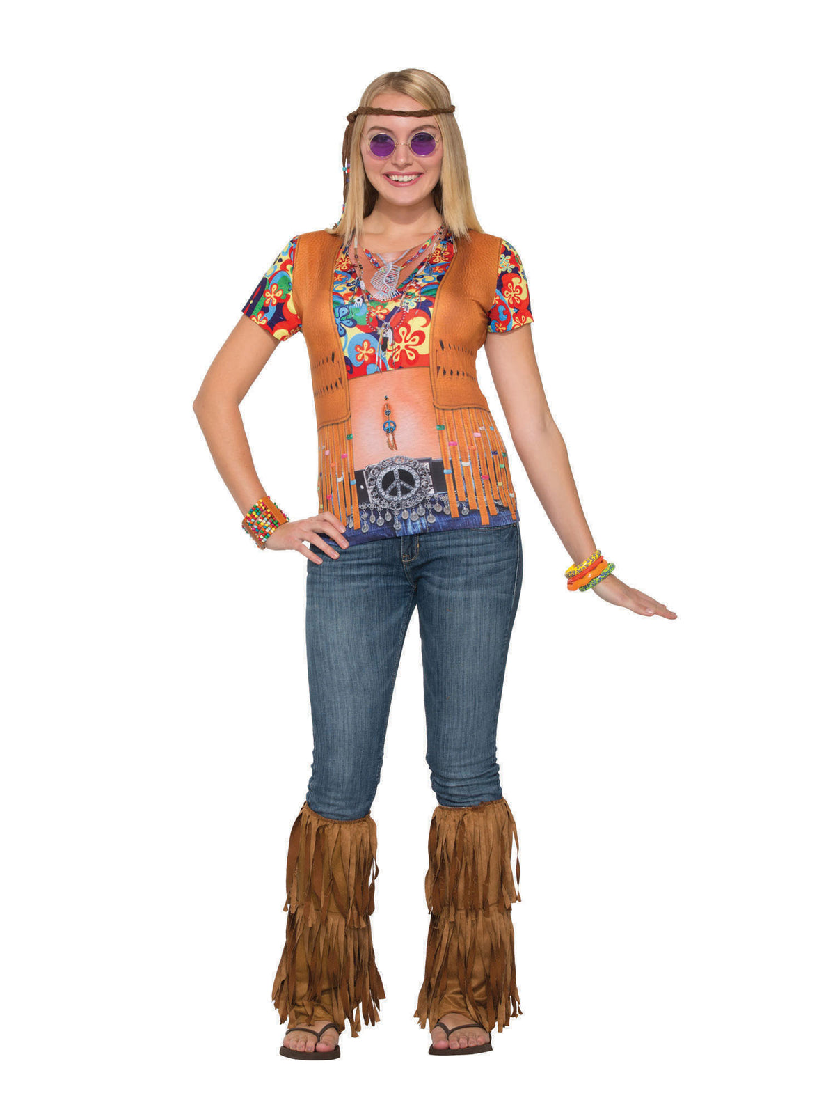 Rubies 3D Tee Shirt Hippie Gal Kostüm für Erwachsene für Damen