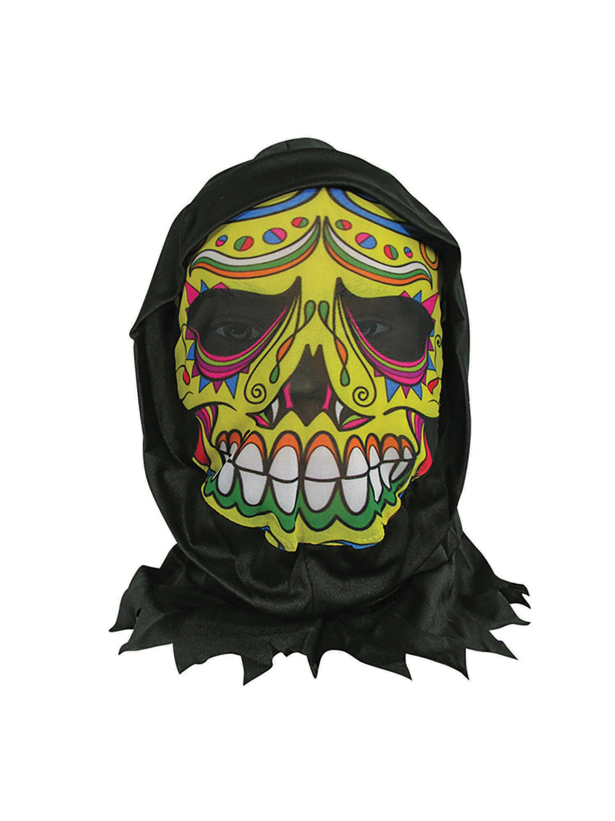Rubies Skin Mask W/Hood Day of the Dead Plastic and Card Masks