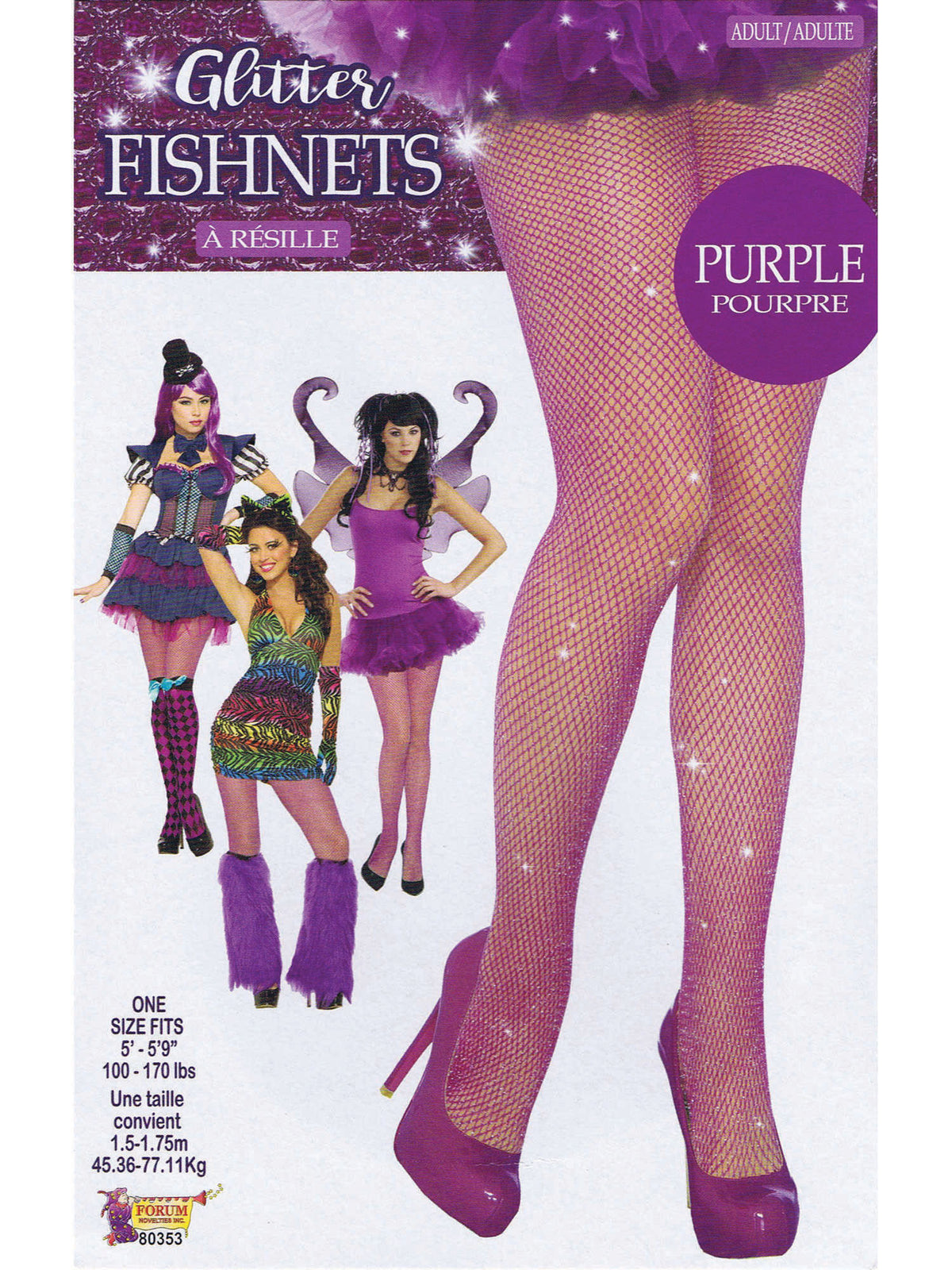 Rubies Fishnet Stockings Glitter Purple Pride
