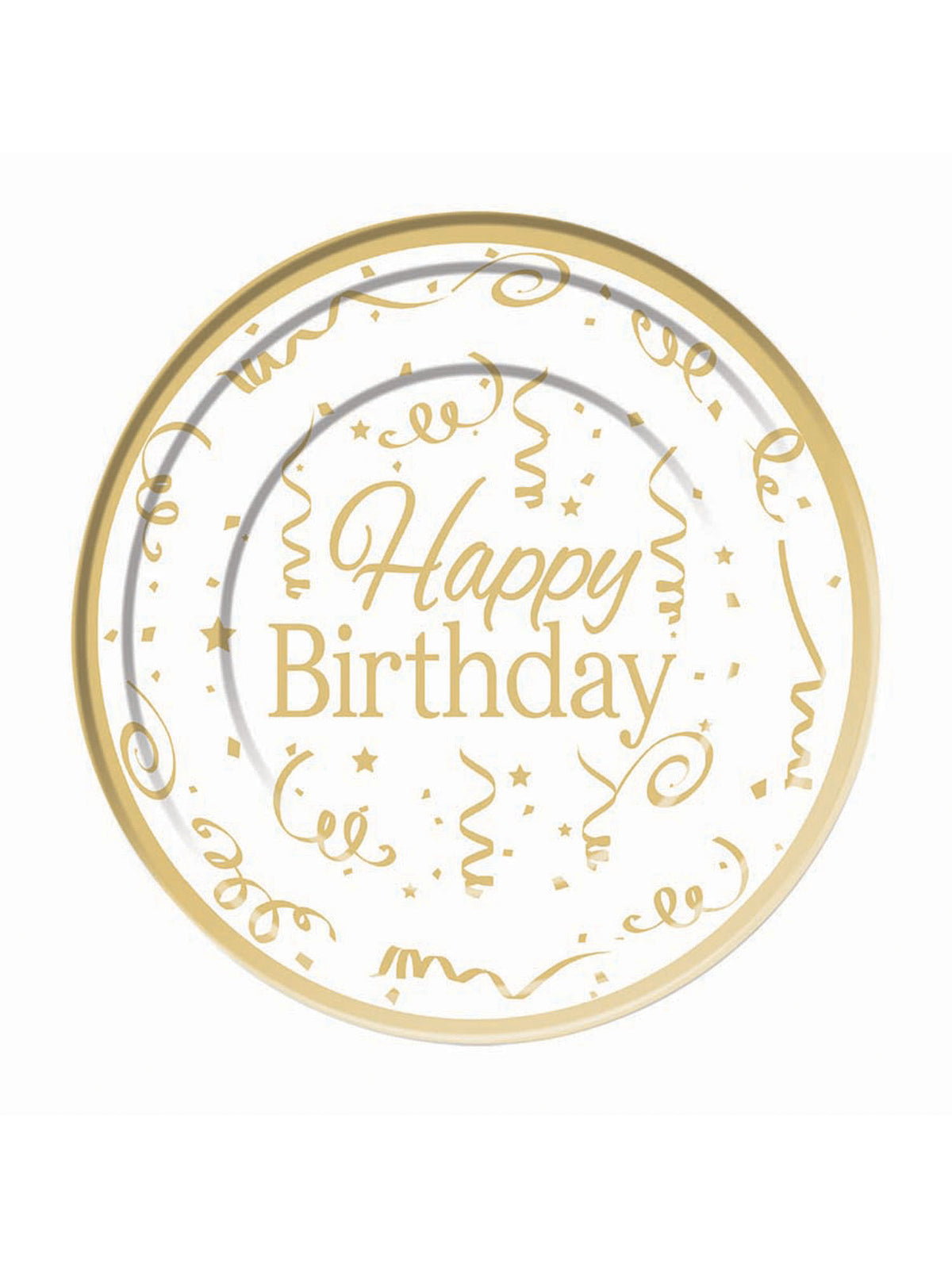 Rubies Gold Happy Birthday Plate Plastic (10pack) 15cm Party Goods