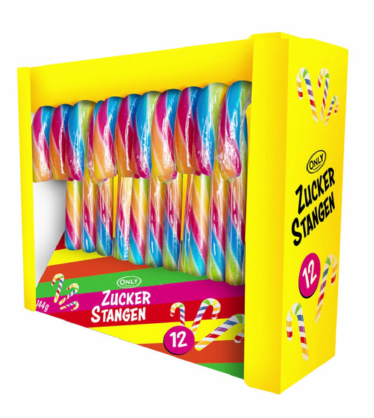 Only Candy Canes Zuckerstangen 12x12g Rainbow Erdbeergeschmack