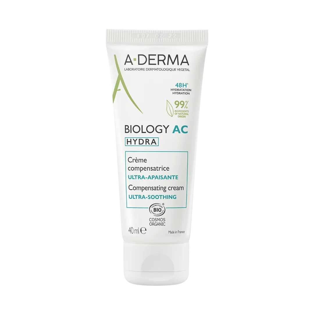 A-Derma, Biology AC Hydra, Vegan, Beruhigend, Täglich, Sahne, Haut, 40 ml