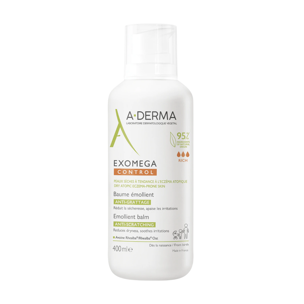 A-Derma, Exomega Control, Emolliens, Balsam, Für das Gesicht, 400 ml