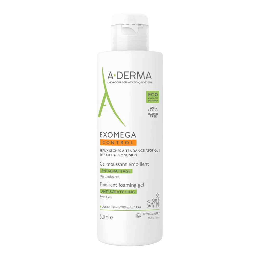 A-Derma, Exomega Control, Emolliens, Reinigungsgel, Für Gesicht & Körper, 500 ml