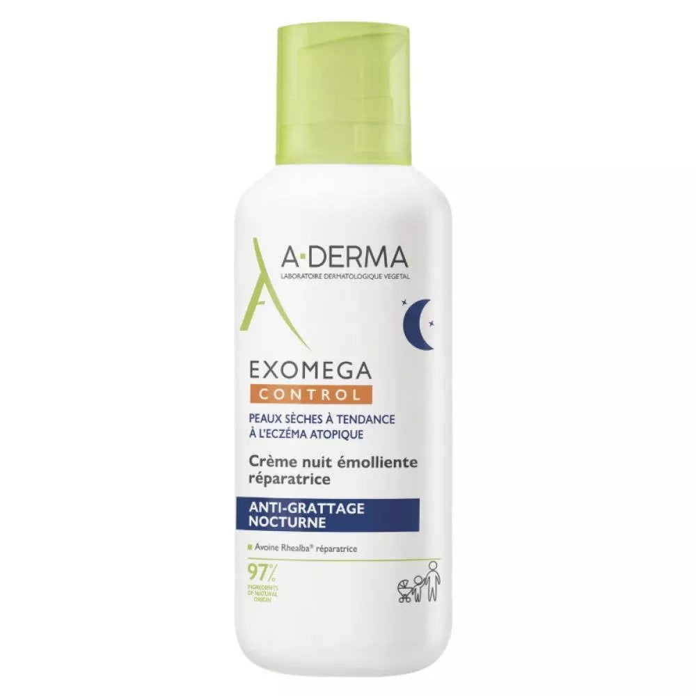A-Derma, Exomega Control, Emolliens, Nacht, Sahne, Für das Gesicht, 400 ml