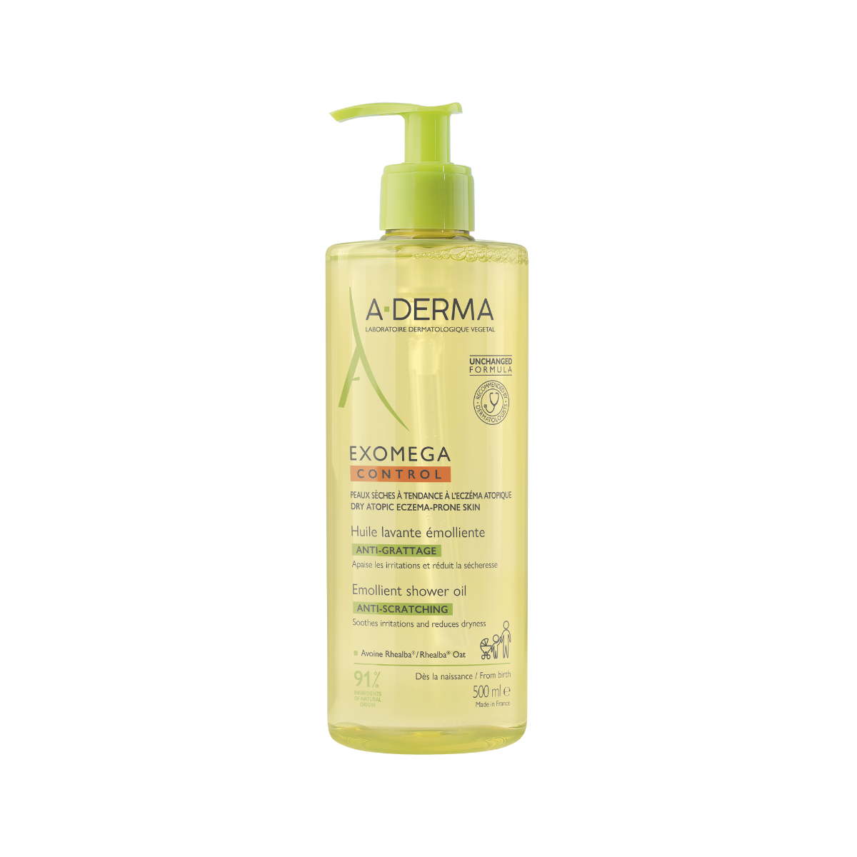 A-Derma A-Derma, Exomega Control, Emolliens, Duschöl, Für sehr trockene bis atopische empfindliche Haut, 500 ml Regular