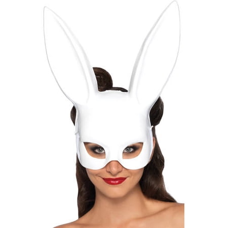 Leg Avenue Kostüm Weisse Bunny Halbmaske mit Hasenohren aus Kunststoff