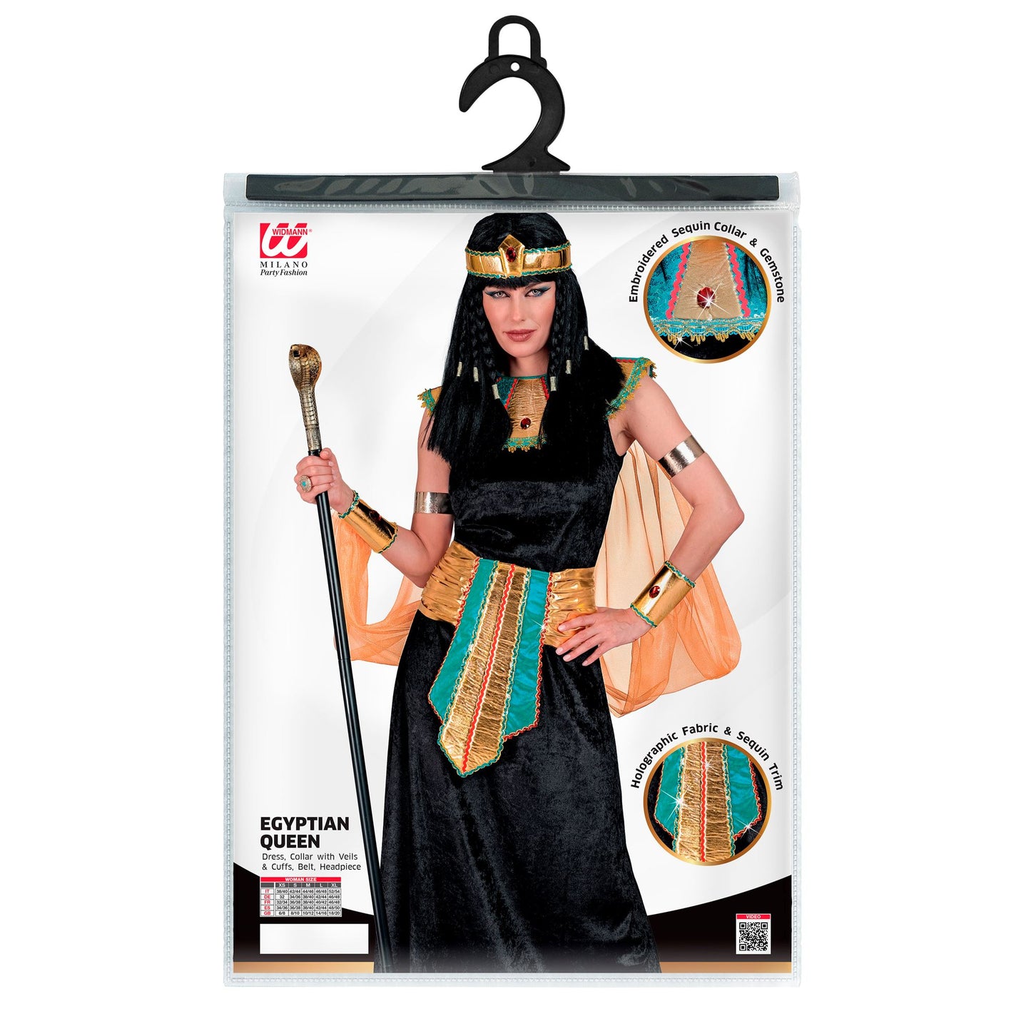 "ÄGYPTISCHE KÖNIGIN" (Kleid, Kragen mit Umhang & Armbändern, Gürtel, Stirnband) – Ansicht 3