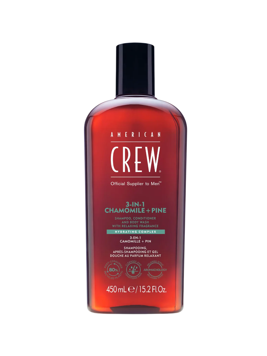American Crew, 3-In-1 Tea Tree, Chamomile & Pine, Haarshampoo, Spülung & Duschgel 3-in-1, Hydratisierend, 450 ml