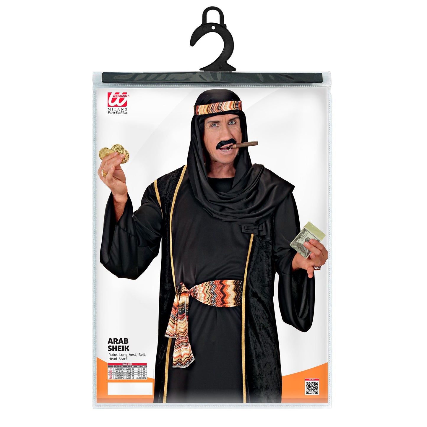 "Arabischer Scheich" (Robe - Lange Weste - Gürtel - Kopftuch) – Ansicht 3