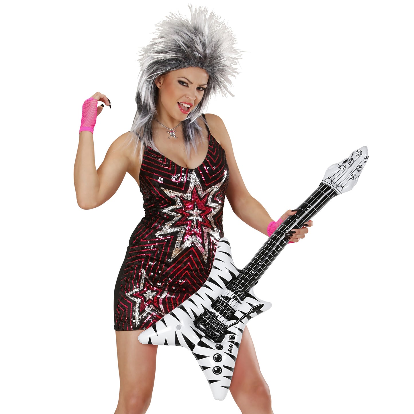 "AUFBLASBARE GITARRE ROCKSTAR MIT ZEBRAMUSTER" 92 cm – Ansicht 4