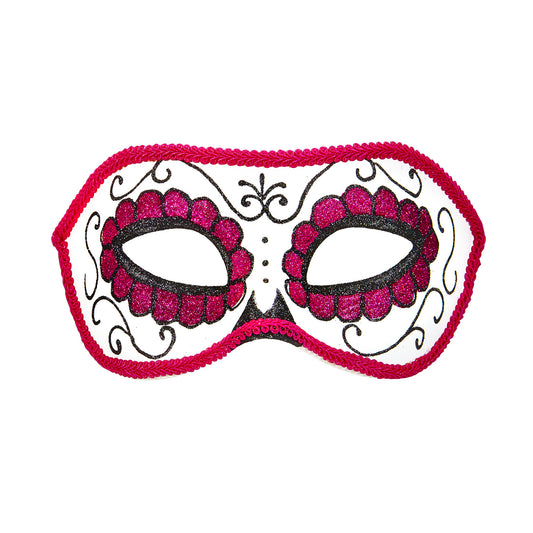 "AUGENMASKE UNISEX DIA DE LOS MUERTOS DEKORIERT MIT SCHWARZEM UND ROSAFARBENEM " – Vorderansicht