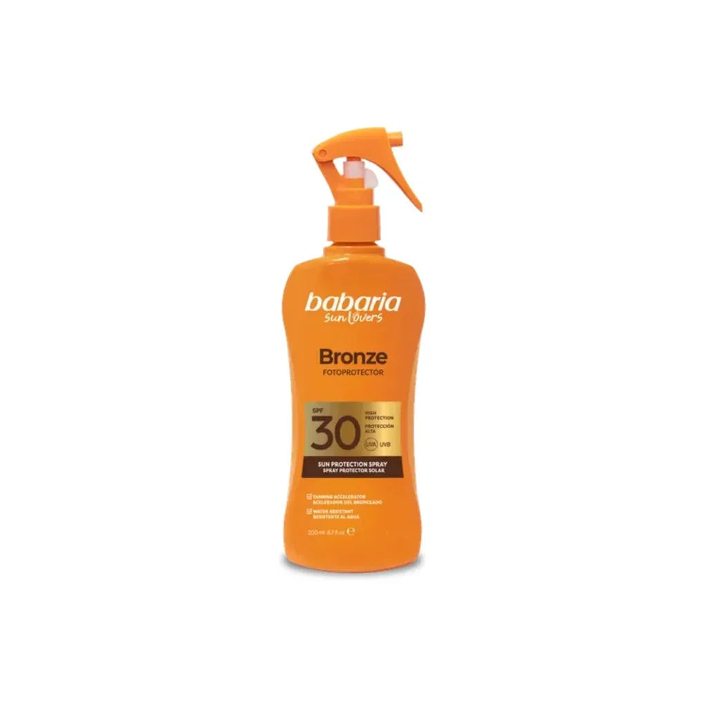 Babaria, Bronze Fotoprotector, Befeuchtend und schützend, Sonnenschutzspray, SPF 30, 200 ml