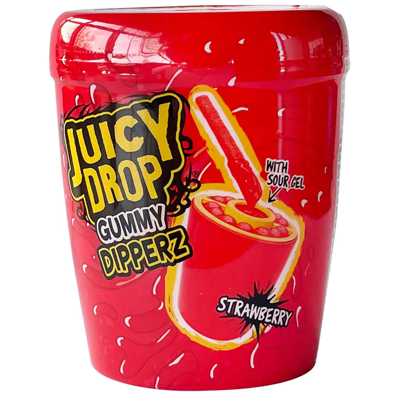 Bazooka Juicy Drop Gummy Dipperz Strawberry 96g – Seitenansicht