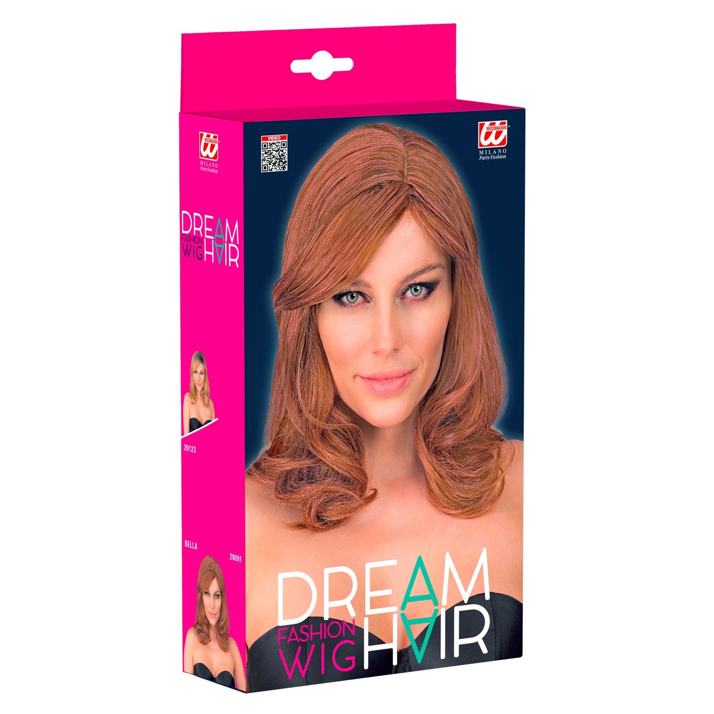 "BELLA DREAM HAIR BRAUN-ROSA PERÜCKE" in färbiger schachtel – Detailansicht