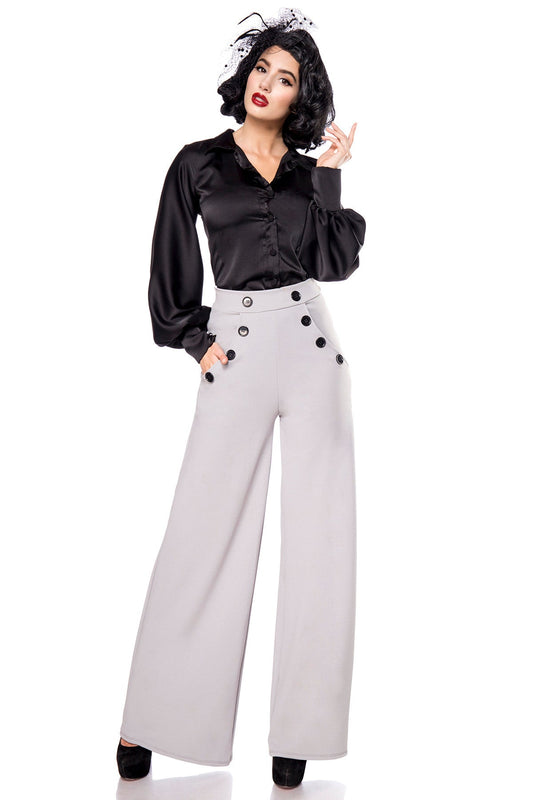 Marlenehose Grau Elastisch – Belsira Damenhose mit Hohem Bund - Fasnacht24.ch – Produktansicht