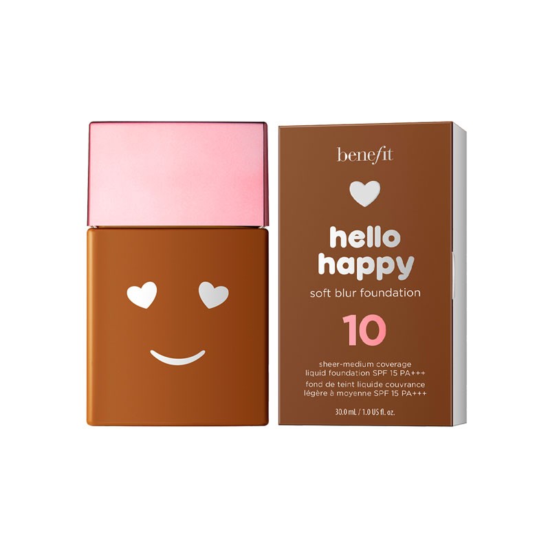 Benefit Benefit, Hello Happy Soft Blur, Mattes Finish, Flüssige Grundierung, 10, Tiefes Warm, SPF 15, 30 ml Regular