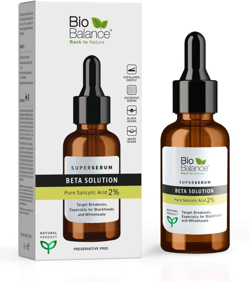 Bio Balance, Beta Solution, Minimiert Poren und Mitesser, Tag & Nacht, Lokales Behandlungsserum, Für das Gesicht, 30 ml