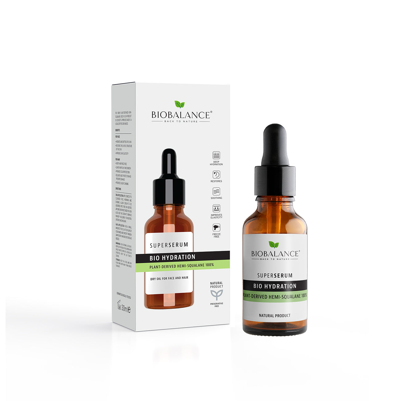 Bio Balance, Bio Balance, Feuchtigkeitsspendend & Weichmachend, Tag & Nacht, Serum, Für Gesicht & Haar, 30 ml