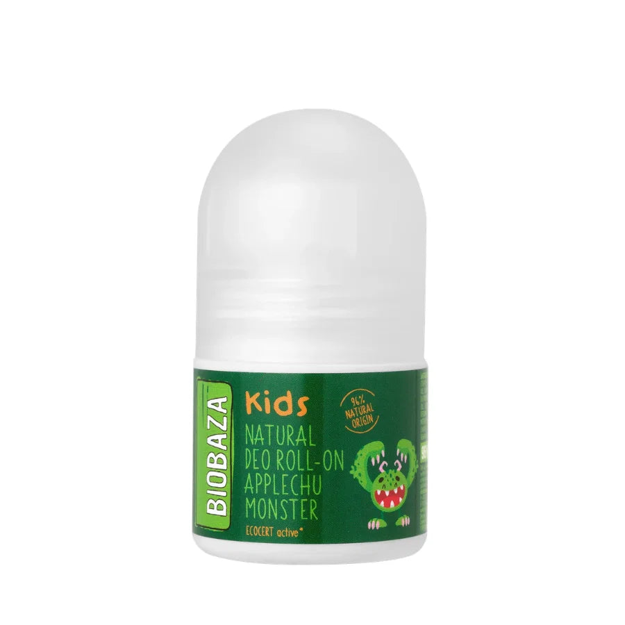 Biobaza, Applechu Monster, Natürliche Inhaltsstoffe, Feuchtigkeitsspendend & Beruhigend, Frisch, Deodorant-Roll-On, Kinder, 30 ml