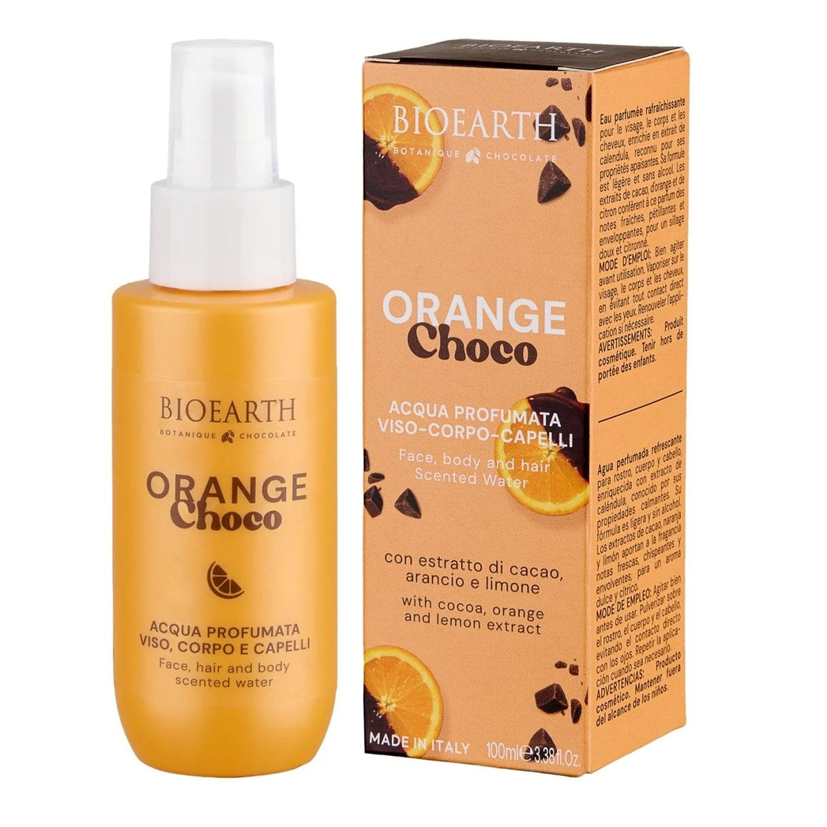 Bioearth, Orange Choco, Erfrischend, Nebelspray, Für Körper, Gesicht & Haar, 100 ml