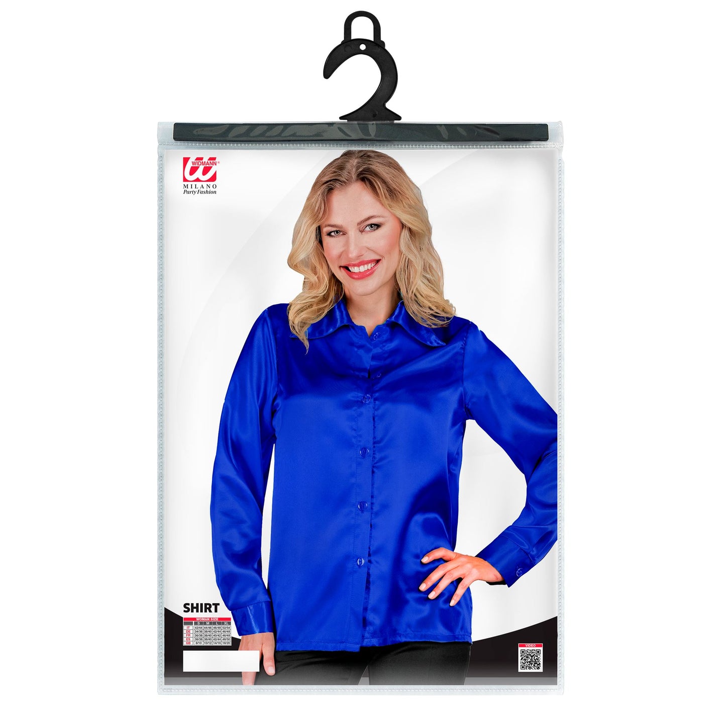 "BLAUE 70s DISCO BLUSE" aus Satin – Ansicht 3