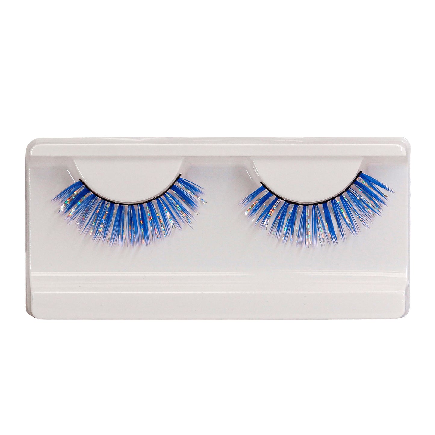 "BLAUE HOLOGRAPHISCHE FASHION WIMPERN" mit Klebstofftube – Detailansicht