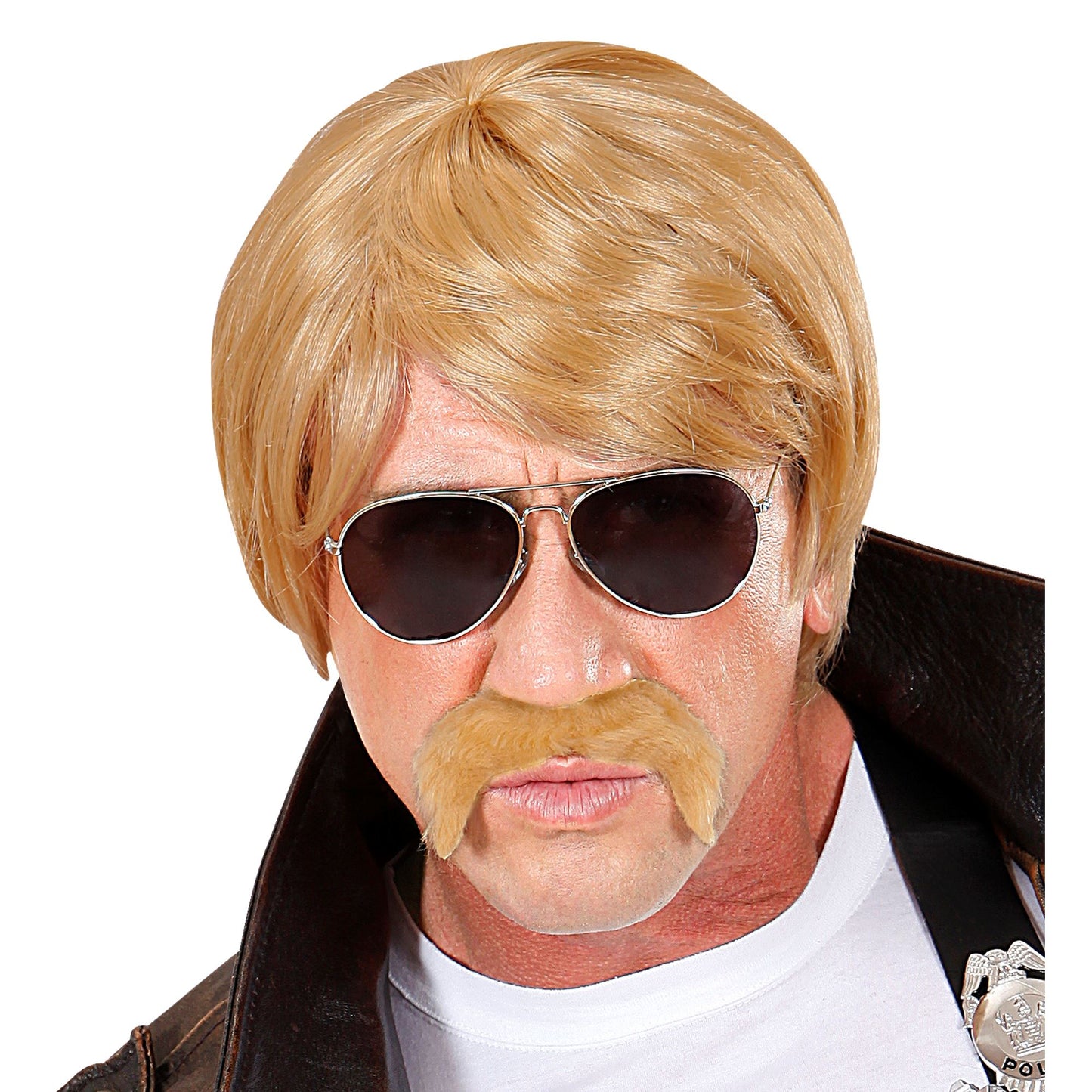 "BLONDE PERÜCKE GEHEIMAGENT MIT SCHNURBRART UND SONNENBRILLE" in Box – Ansicht 4
