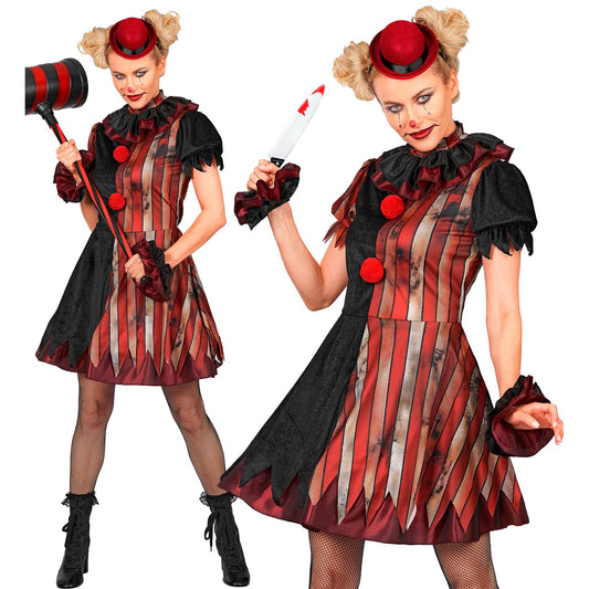 "BÖSER CLOWN" (Kleid, Petticoat, Kragen, Minihut) – Vorderansicht