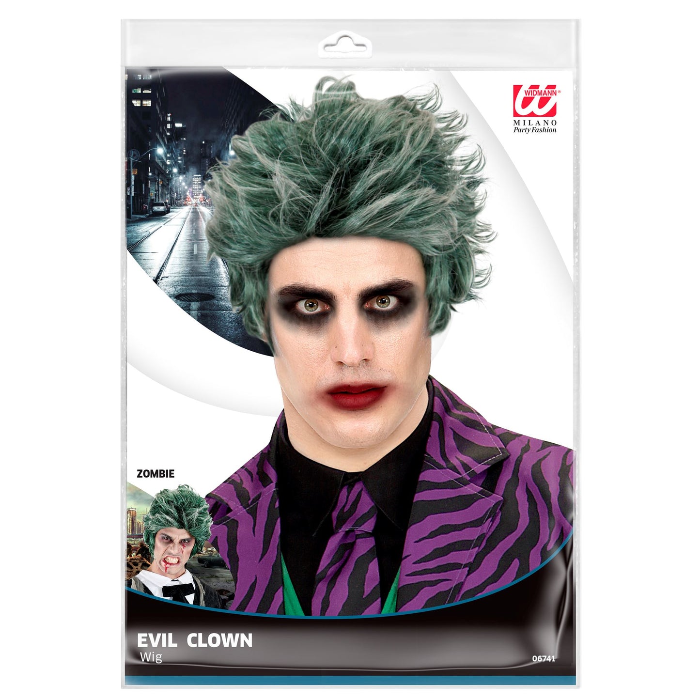 "BÖSER CLOWN PERÜCKE" in Polybag – Detailansicht