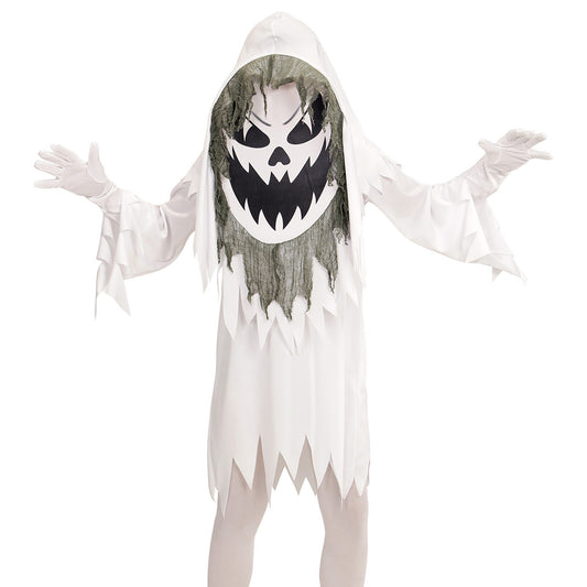 "BÖSER GEIST" (Robe, Riesenmaske mit Kapuze) – Vorderansicht
