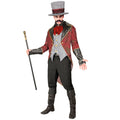 "BÖSER ZIRKUSDIREKTOR" (Frack mit Weste, Jabot mit Totenkopf, Handschuhe, Hut) – Vorderansicht