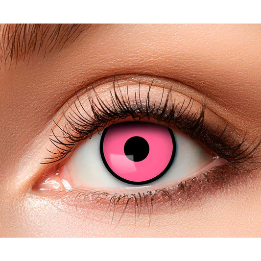 Pink Kontaktlinsen in 14,5 mm Durchmesser für einen auffälligen Femme Fatale Look.