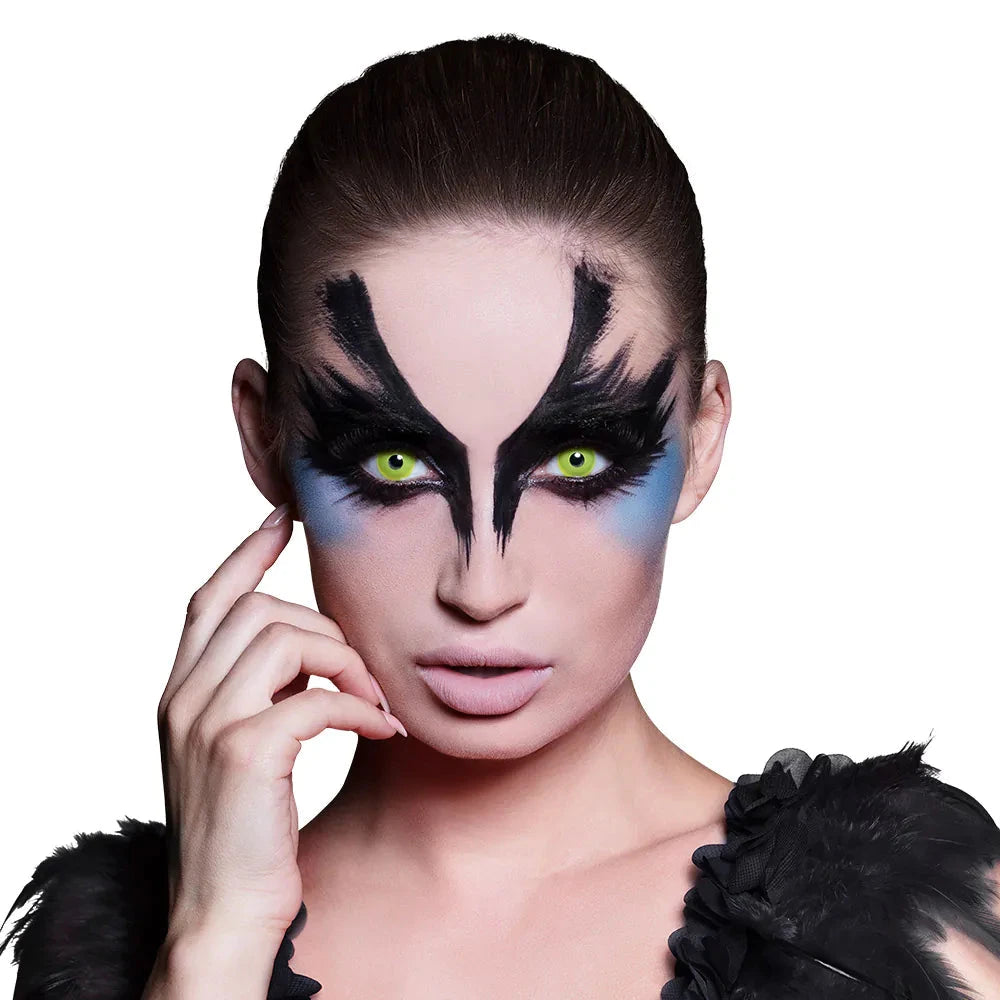 Gelbe Boland Krähe Kontaktlinsen im 2er-Set mit 14,5 mm Durchmesser und 1 Woche Tragedauer