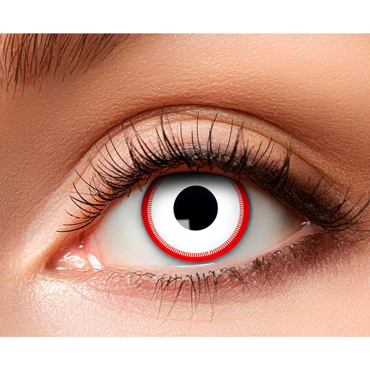 Rote und weiße Psycho-Kontaktlinsen mit 14,5 mm Durchmesser für dramatischen Look