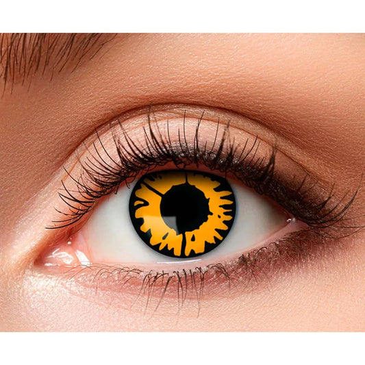 Gelb-schwarze Boland Twilight Kontaktlinsen für eine Woche, 2 Stück, ohne Sehstärke.