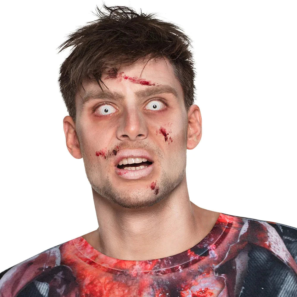 Graue und weiße Zombie-Kontaktlinsen für Halloween, ohne Dioptrien, wiederverwendbar.