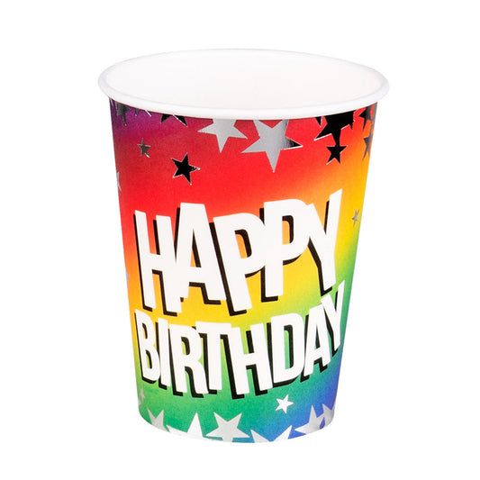Boland Geburtstag Pappbecher – 10er Pack 210ml Einweg Trinkbecher – Produktansicht