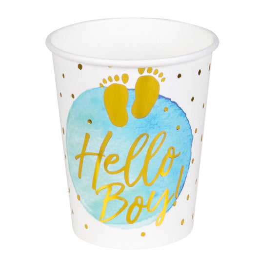 Boland Hello Boy! Pappbecher 10er Pack 210ml Baby Shower - Fasnacht24.ch – Produktansicht