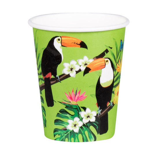 Boland Toucan Pappbecher 210ml 10er Pack Einwegbecher Tropisch - Fasnacht24.ch