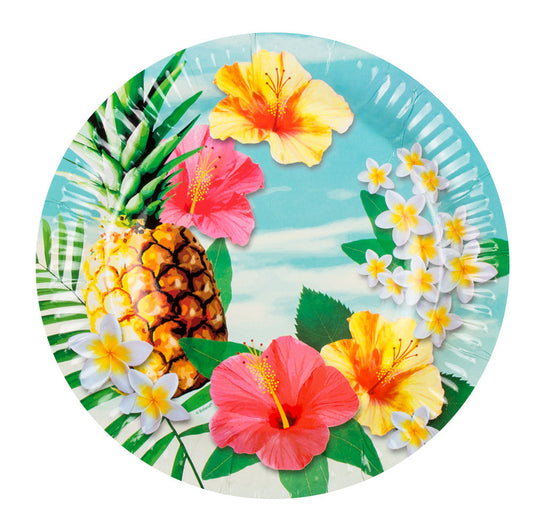 Boland Paradise Hawaii Papierteller – 10er Pack, 23 cm, Tropisches Design - Fasnacht24.ch