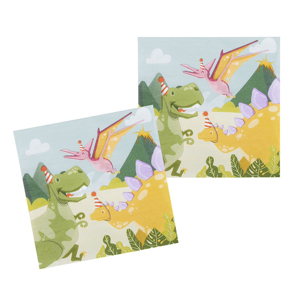 Party Papierservietten Dino – Boland 12er Pack 33x33 cm - Fasnacht24.ch