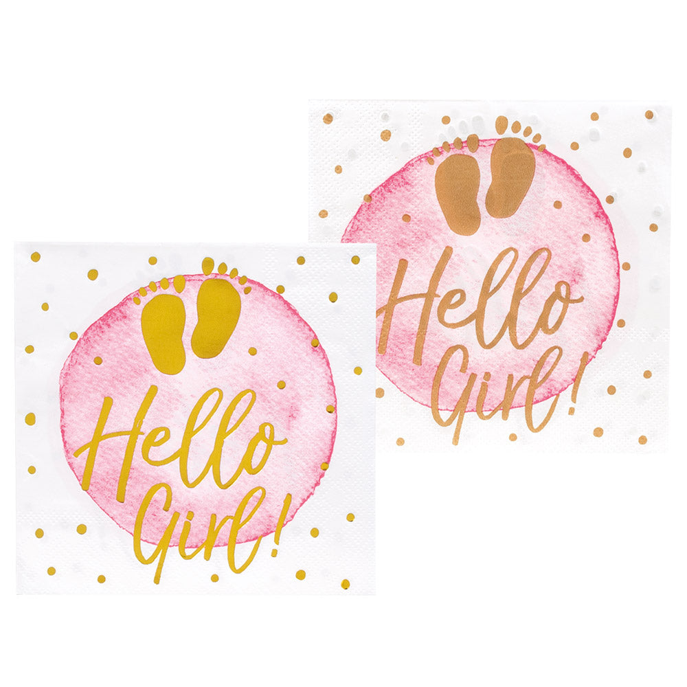 Boland Hello Girl! Papierservietten – 12er Pack, 25x25 cm, Rosa - Fasnacht24.ch