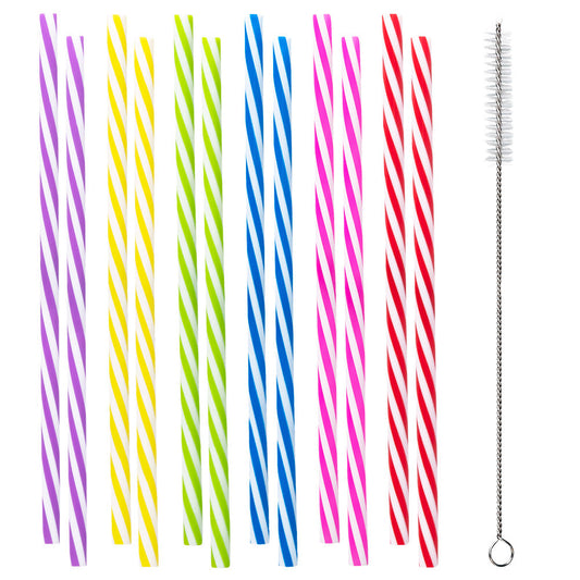 Boland Edelstahl Trinkhalme Set 12 Stück bunt 21 cm mit Reinigungsbürste – Produktansicht
